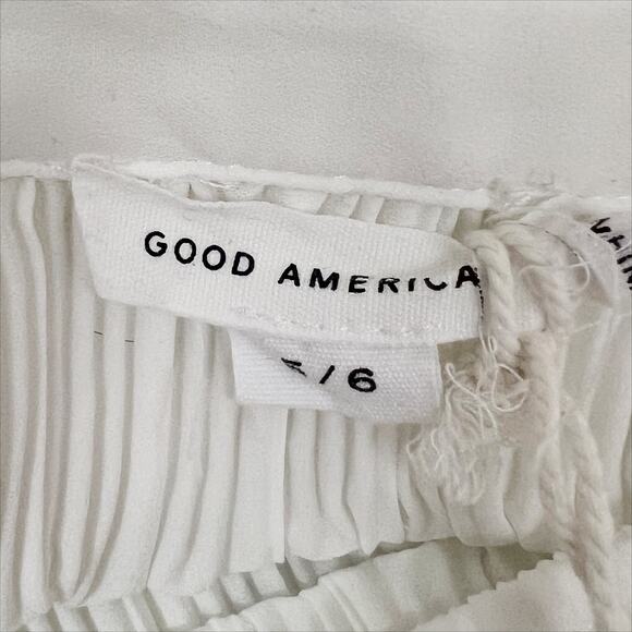 Good American Always Fits Plisse Button Down Shirt in White Size 5/6 1XL 2XL NWT - Picture 7 of 10